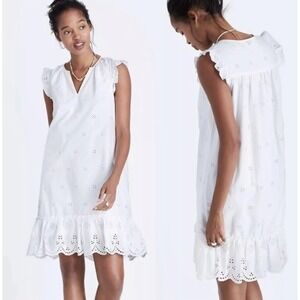 Madewell‎ Eyelet White Cottagecore Boho Babydoll Poetcore Cotton Dress sz XL